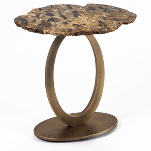 Table d'appoint ronde en métal au design raffiné, table basse de qualité antique, taille personnalisée, en aluminium, pour la finition laiton - Product Image 2