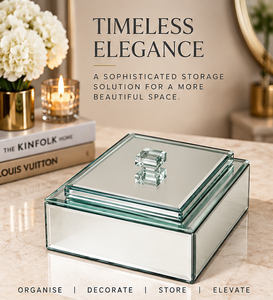Caja de Almacenamiento de Joyas de Cristal con Perilla Cúbica, Acabado Brillante, Forro Suave, Organizador Decorativo para Recuerdos y Cosméticos - Product Image 5