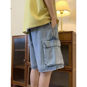Shorts en jean délavé OEM pour hommes et femmes, coupe ample, style streetwear vintage, logo personnalisé, vente en gros - Product Image 3