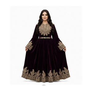 Vestido Maxi Tradicional Indio-Pakistaní para Mujer, Largo hasta el Suelo, con Bordado de Espejos, Corte Holgado, para Bodas, Estilo Afgano Kuchi - Product Image 3