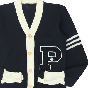 Cardigan en tricot bleu marine pour homme avec logo lettre P, manches longues, fermeture boutonnée, pull d'automne, cardigan en tricot à manches longues - Product Image 6