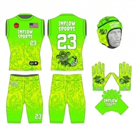 Maillot de football américain 7v7 personnalisé sublimé respirant avec nom de joueur, pour hommes et jeunes, col ras du cou, sans manches, sans coutures, à compression élastique