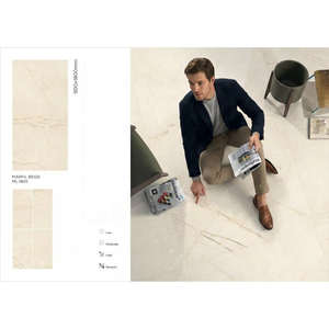 Dalle Porcelaine 90x180cm Marfil Beige Brillant 9mm pour Sol et Mur 3x6ft - Product Image 1