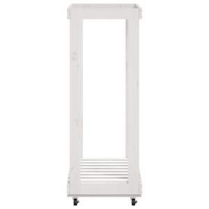 Support pour bûches en bois de pin massif blanc avec roulettes 30,1''x15,7''x42,5'' pour cheminées et accessoires - Product Image 5