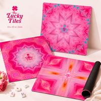 Tapis de Mahjong Pliable Portable Rose Néon de Luxe Moderne 33 Pouces 3mm en Néoprène Antidérapant Surface Douce au Toucher Housse de Table