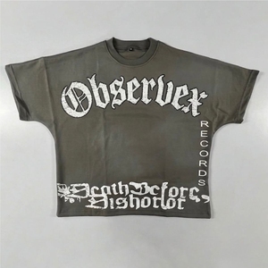 Camiseta de Manga Corta para Hombre, Estilo Hip Hop, Oversize, 100% Algodón, Tejido de Doble Capa, Lavado Ácido Vintage, con Logotipo Personalizado con Impresión DTG - Product Image 5