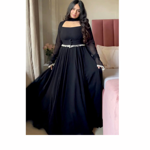 Traje Anarkali Maxi de Georgette Sintética Premium con Pantalón Koti y Dupatta, Conjunto de Ropa Étnica de Diseñador, Moda Femenina - Product Image 1