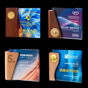 Trofeo acrílico de color personalizado con base de madera Premium para ceremonias de premios, reconocimiento corporativo y ocasiones especiales - Product Image 5