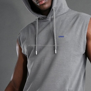 OEM personalizado Jogging Sudadera con cordón fino Sudadera con capucha Logo Fitness deportes hombres gimnasio entrenamiento hombres sin mangas sudaderas con capucha - Product Image 3