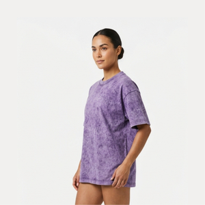 Camiseta con efecto acid wash más vendida para mujer, de buena calidad, estilo vintage de verano, color sólido, para uso diario. - Product Image 2