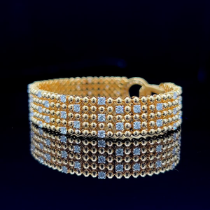 Multi Row <b>Bead</b> Chain Interlocking Pave Lab Grown Diamond Bracelet 925 Silver 10K 14K 18K Solid Gold Fine Jewelry Factory <b>Direct</b> - Product Image 3