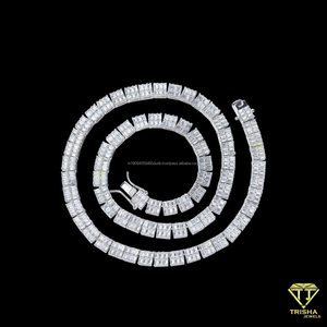 Collier tennis de luxe entièrement serti de pierres avec maillons rectangulaires, bijoux de mode hip-hop pour hommes et femmes, pour les acheteurs en gros - Product Image 2