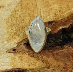 Natural White Rainbow Moonstone <b>Ring</b> 925 Sterling Silver Marquise Gemstone Handmade Bohemian <b>Statement</b> <b>Ring</b> Anniversary Birthday - Product Image 5