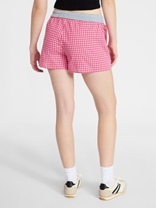 HAMSUB INDUSTRY Short Oxford à carreaux rouges pour femme, taille mi-haute, fermeture boutonnée, style sexy et club, 100% coton respirant et écologique - Product Image 3