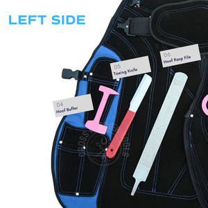 Kit d'outils de fermeur avec tabliers de sécurité en cuir, testeur de sabots, lime à sabots de 14 pouces, cisaille à sabots, râpe, lime, pince à sabots courbée et coupe-ongles - Product Image 5