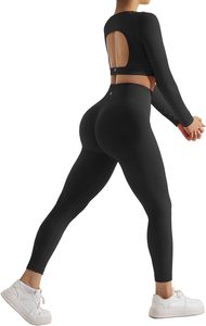 Conjunto de Yoga de 2 Piezas para Mujer, Tallas Grandes, Ropa Deportiva, Spandex/Algodón, Sólido, Ecológico, Reversible, Secado Rápido, Logotipo Personalizado, Venta al Por Mayor - Product Image 5