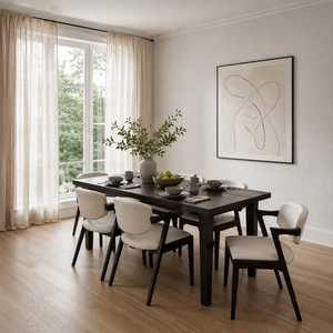 Premium Solid Teak Modern <b>Foldable</b> 7-Piece <b>Dining</b> Set with Upholstered <b>Chairs</b> <b>for</b> Home Farmhouse Villa & Hotel Use - Product Image 2