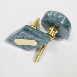 Handcrafted Opaque <b>Grey</b> Resin Knobs with Metallic Inlay Dog Ideal for Kids Room, Nursery <b>Cabinets</b> & Stylish Storage Units - Product Image 2