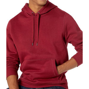 Sweat à capuche personnalisé pour homme, bordeaux, uni, en molleton, décontracté, à manches longues, avec cordon de serrage et poche kangourou, style streetwear - Product Image 1