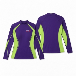 Flexible Body Fit Quick Dry Technology High Neck Design Thumbhole Cuffs <b>Women</b> <b>Rash</b> <b>Guard</b> Featuring Smooth Performance Material - Product Image 6