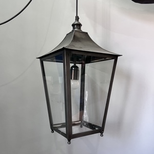 <b>Black</b> Iron Pagoda Pendant <b>Light</b> Glass <b>Shade</b> LED Bulb Hanging Fixture Warm White Rectangle Shape Mounted Tabletop Decorative - Product Image 3