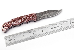 มีดพับเหล็กดามัสกัสรุ่นลิมิเต็ดอิดิชั่น ด้ามเรซิ่นทำมือ ของขวัญสุดพิเศษและไม่ซ้ำใคร - Product Image 6