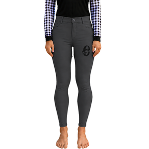 Pantalon d'équitation gris anthracite pour femme, taille haute, extensible, avec grip aux genoux, pour entraînement et compétition - Product Image 1