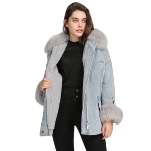 Vente en gros de manteaux longs en duvet pour femmes, veste coupe-vent en nylon d'hiver, veste matelassée avec col en fourrure, manteau en duvet avec logo personnalisé - Product Image 6