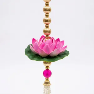 Décoration murale en résine en forme de fleur de lotus rose faite à la main, Feng Shui, pour la décoration intérieure du salon - Product Image 2
