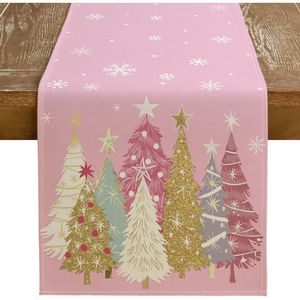 "13x72 Inch Farmhouse Xmas Trees Snowflakes Holiday <b>Dining</b> <b>Table</b> <b>Runner</b> Decor for Kitchen Dinning" - Product Image 3