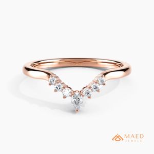 Anillo de compromiso en forma de V con moissanita talla marquesa de plata de ley chapada en oro rosa para mujer, de lujo, estilo nupcial gujarati - Product Image 1