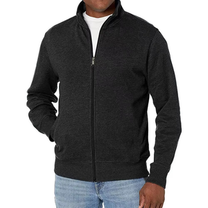 Sweat-shirt à col rond pour homme, 100 % coton, résistant, avec logo personnalisé, design uni, en polaire thermique, fermeture éclair, vêtements d'hiver - Product Image 2