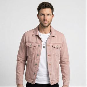 Chaqueta vaquera con forro de Sherpa y cuello de piel cálida de algodón para hombre, chaqueta vaquera acolchada informal elegante con botones, abrigos, prendas de vestir, chaquetas para hombre - Product Image 1