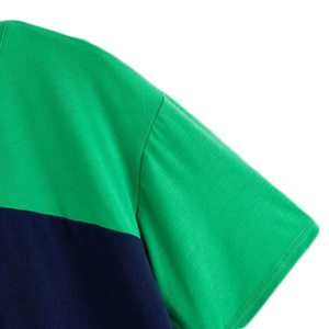 Camiseta de Manga Corta para Hombre, Cuello Redondo, Diseño Color Block, Tejido, Estilo Casual, Verde, Azul Marino, Blanco, Diseño Sólido - Product Image 5