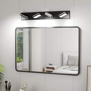 Applique murale de salle de bain moderne, élégante et minimaliste à 4 lumières, en chrome, LED, économe en énergie, facile à installer pour l'éclairage du miroir - Product Image 3