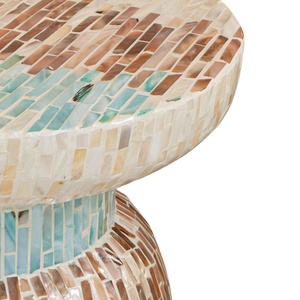 Modern Eco-Friendly Mother Pearl <b>Hourglass</b> Shell Inlay Side/End Table Multi-Color Mosaic Accent Furniture for Living Room - Product Image 2