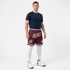 Shorts de basket-ball noirs et bleus pour hommes, en mesh, style rétro, pour entraînement et gym, uniformes sublimés, imprimés, pantalons de course, vente en gros - Product Image 2