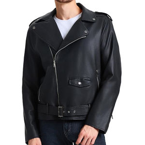 Chaqueta de cuero PU para hombre, informal, de alta calidad y muy vendida, chaqueta de PU ajustada y personalizada para motociclistas - Product Image 3