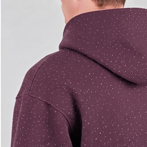Sweat à capuche à coupe classique avec poche avant et strass, qualité supérieure, streetwear tendance, sweats à capuche avec strass pour hommes - Product Image 3