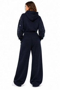 Ladies Boutique Sparkly Oversized Drop Shoulder Crop Zip <b>Tracksuit</b> Custom Rhinestone <b>Y2K</b> Hoodies Sweatpants Heavyweight Cotton - Product Image 2