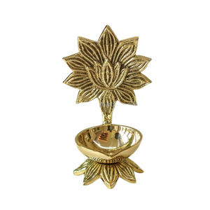 ดอกบัวทองเหลือง Diya สำหรับ Puja | Kamal Diya สำหรับห้อง pooja - Product Image 1
