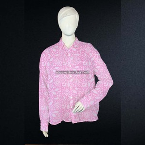 2026 New Arrivals-Women's Cotton Full Sleeve Block Print Shirts <b>Summer</b> Wholesale for Office Regular Wear Weaved for Parties - Product Image 3