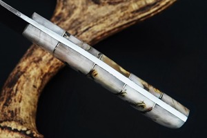 Handmade 8-Inch Damascus Steel Cleaver <b>Knife</b> with <b>Bone</b> <b>Handle</b> Ambidextrous Design Modern Style Dishwasher Safe Leather Sheath - Product Image 3