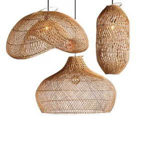 Wholesale European Bohemian <b>Rattan</b> Pendant <b>Light</b> Handwoven Rustic Decorative Lamp Covers for Home Coffee Space Indoor Decor - Product Image 4