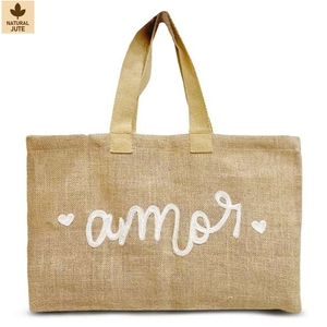 Sac de plage en jute naturel non laminé, sac de voyage, 46x37x10 cm, logo personnalisé, vente en gros, OEM, marque privée, réutilisable, modèle SNCH36 - Product Image 3