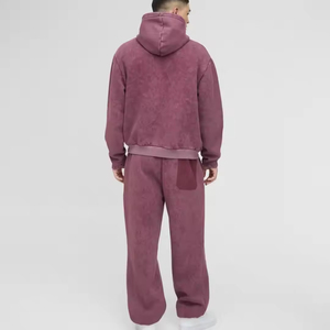 ชุดวอร์มผู้ชายราคาประหยัดสำหรับฤดูหนาว ลายพิมพ์สไตล์แอซิดวอช สำหรับออกกำลังกายและวิ่งจ๊อกกิ้ง ผ้าฝ้าย 100% ขายส่งแบบสองชิ้น - Product Image 3