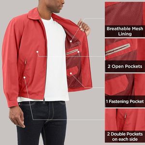 Veste matelassée coupe-vent pour homme, rouge corail, col montant, fermeture éclair, décontractée, hiver, avec capuche - Product Image 2