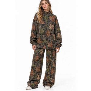 Ensemble pantalon 2 pièces tendance pour femme, qualité supérieure, imprimé léopard, manches longues, col montant, pantalon large, pull tricoté - Product Image 3