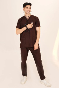 Conjunto de uniforme médico azul para hombre, de algodón y poliéster tejido, para hospital, con detección de agujas, pantalones y camisa sin costuras, marca personalizada - Product Image 5
