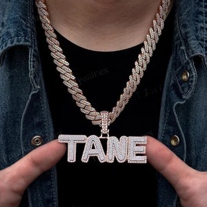 Personal Order Pendant For Men Two Layer Luxury <b>Name</b> Pendant Hip Hop Moissanite Jewelry <b>Custom</b> Letter Pendant Iced Out Jewelry - Product Image 1